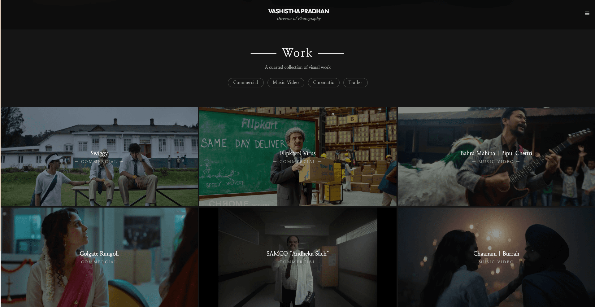 Cinematic Portfolio — Vashistha Pradhan